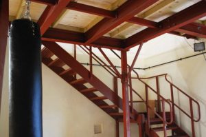 The steel staircase in the Eastgate Boxing Club that AJN supplied steel for