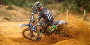 Jake Roper - AJN rider crowned British Enduro Champion, sliding through sand