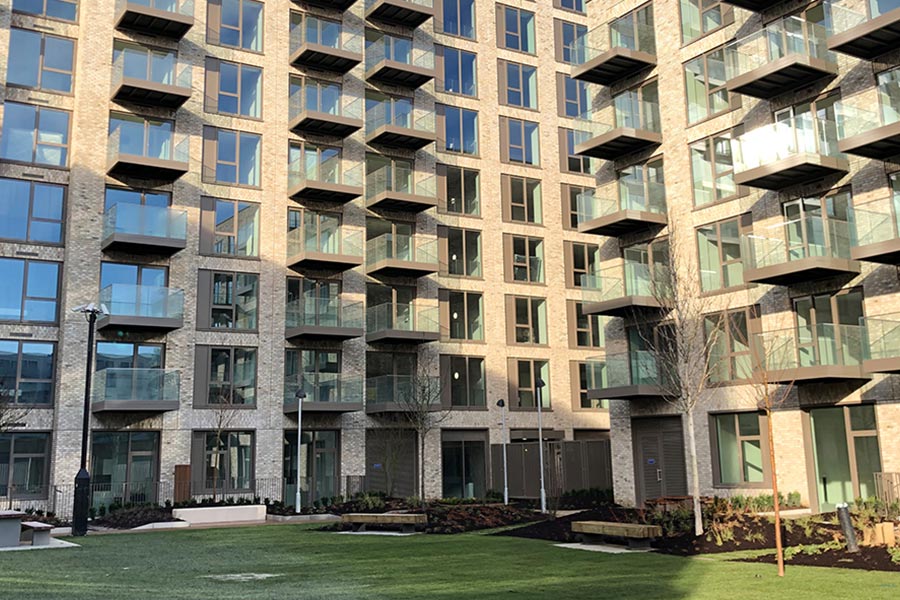 Royal Wharf - London - AJN Steelstock An image of the Royal Wharf in London showing the balconies AJN supplied steel for
