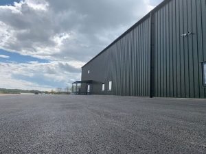 The outside of the COVID-19 vaccination centre that AJN supplied steel for