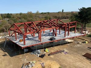 The structural steel beams holding the Grand Designs house together that AJN Steelstock supplied steel for