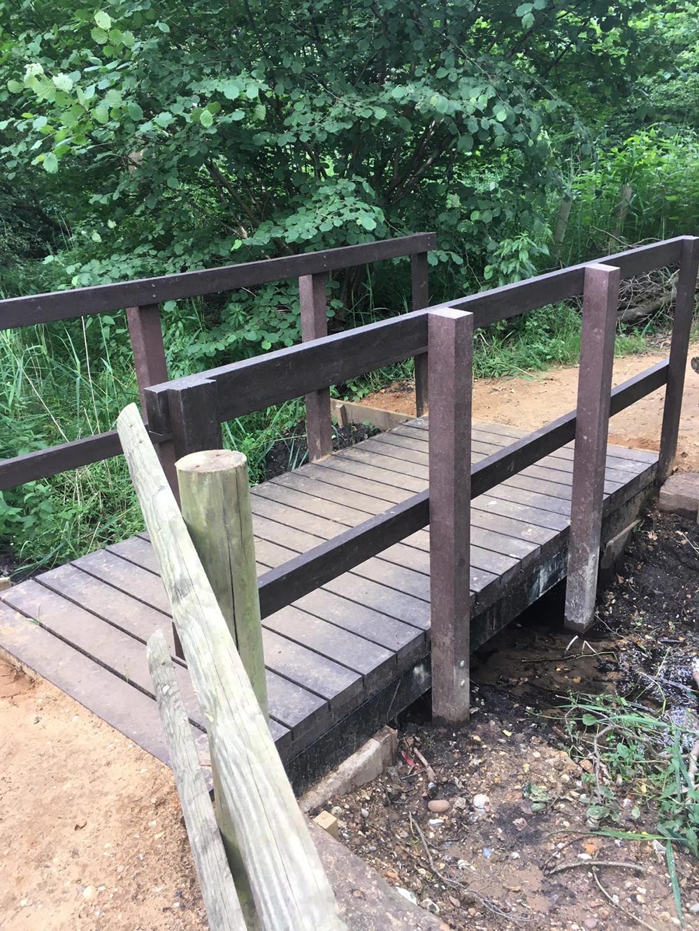 Lackford Lakes - Suffolk One of the completed small bridges across the streams at Lackford Lakes, the steel donated by AJN Steelstock