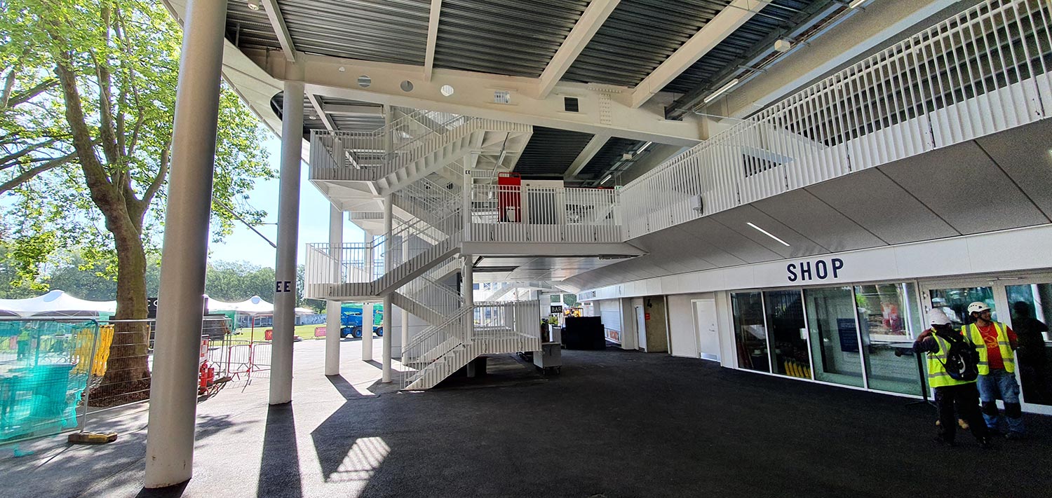 Lords Cricket Ground - London A view from the ground looking at a walkway and staircase that AJN Steelstock supplied the steel for
