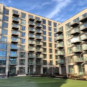 An uncropped image of the Royal Wharf in London showing the balconies AJN supplied steel for