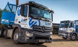 Two AJN Steelstock lorries in the yard, ready to deliver steel to customers up and down the country