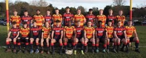 AJN sponsored U16 Ravens rugby team pose for a team photo with the AJN logo on their shirts