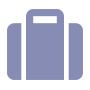 Holiday employment benefit icon, person reading suitcase
