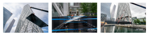 An AJN Steel stockholders processed plate being lifted into place on a Canary Wharf Bridge and installed