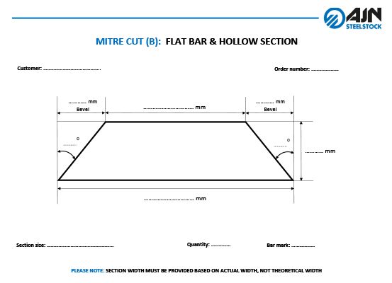 MITRE CUT (B) - Flat Bar HOLLOW SECTION