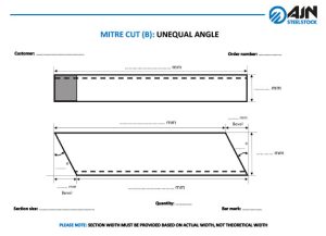 MITRE CUT (B) UNEQUAL ANGLE